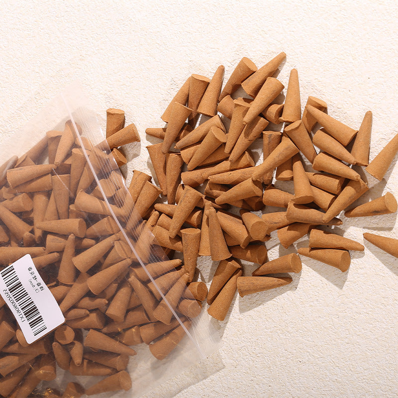 Close view of incense cones and resealable refill packaging