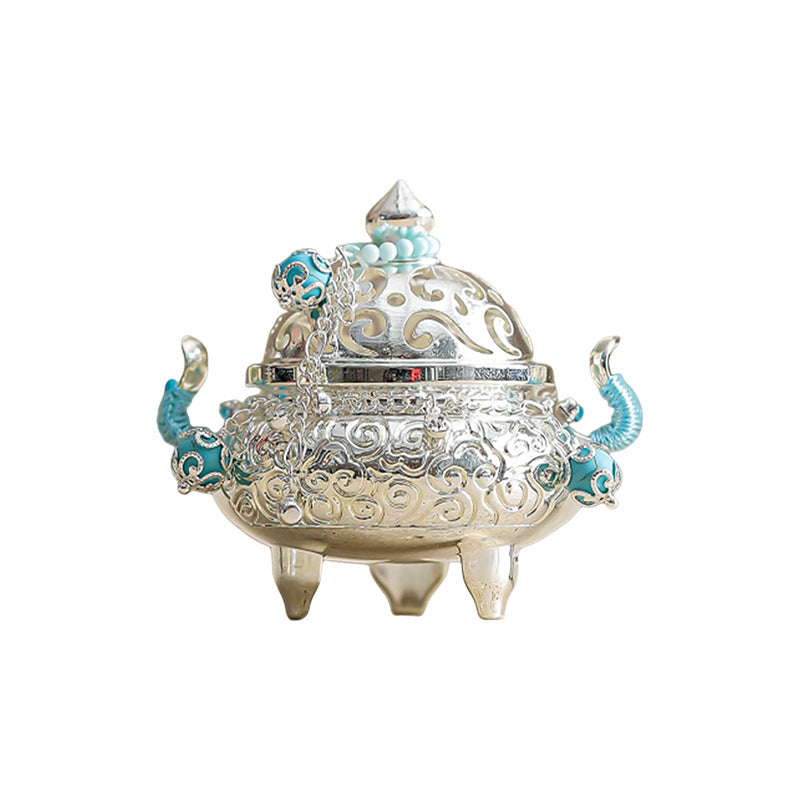 Turquoise Accent Mini Incense Burner on a white background