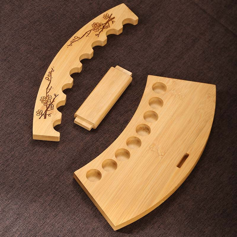 Three parts of the removable bamboo incense display stand