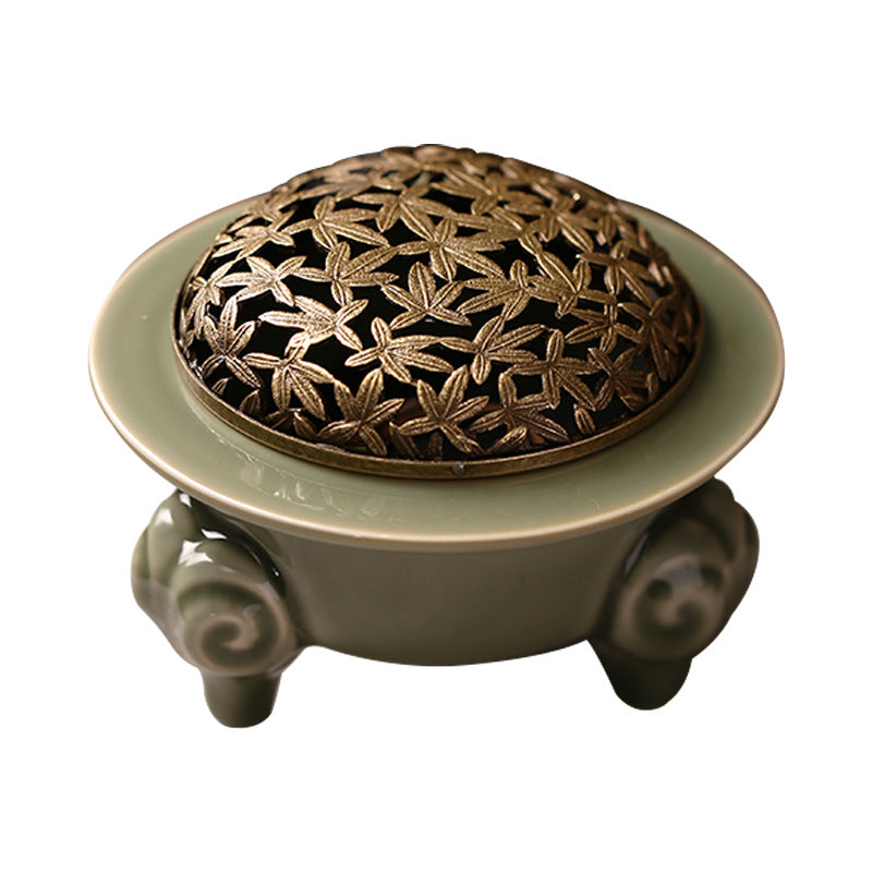 Olive Green Ceramic Incense Burner — original product photograph