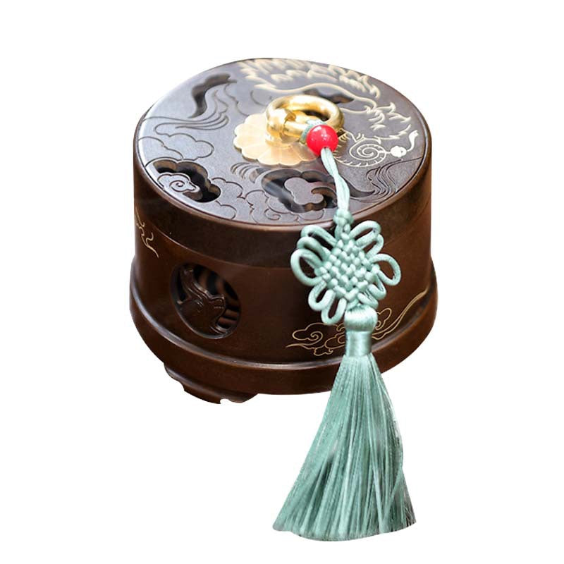 Cloud & Tassel Brass Incense Burner on a white background
