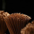 Close-up of the ends and texture of incense sticks