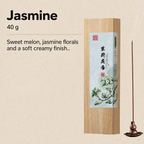 Jasmine incense in an illustrated wooden box, 40 g