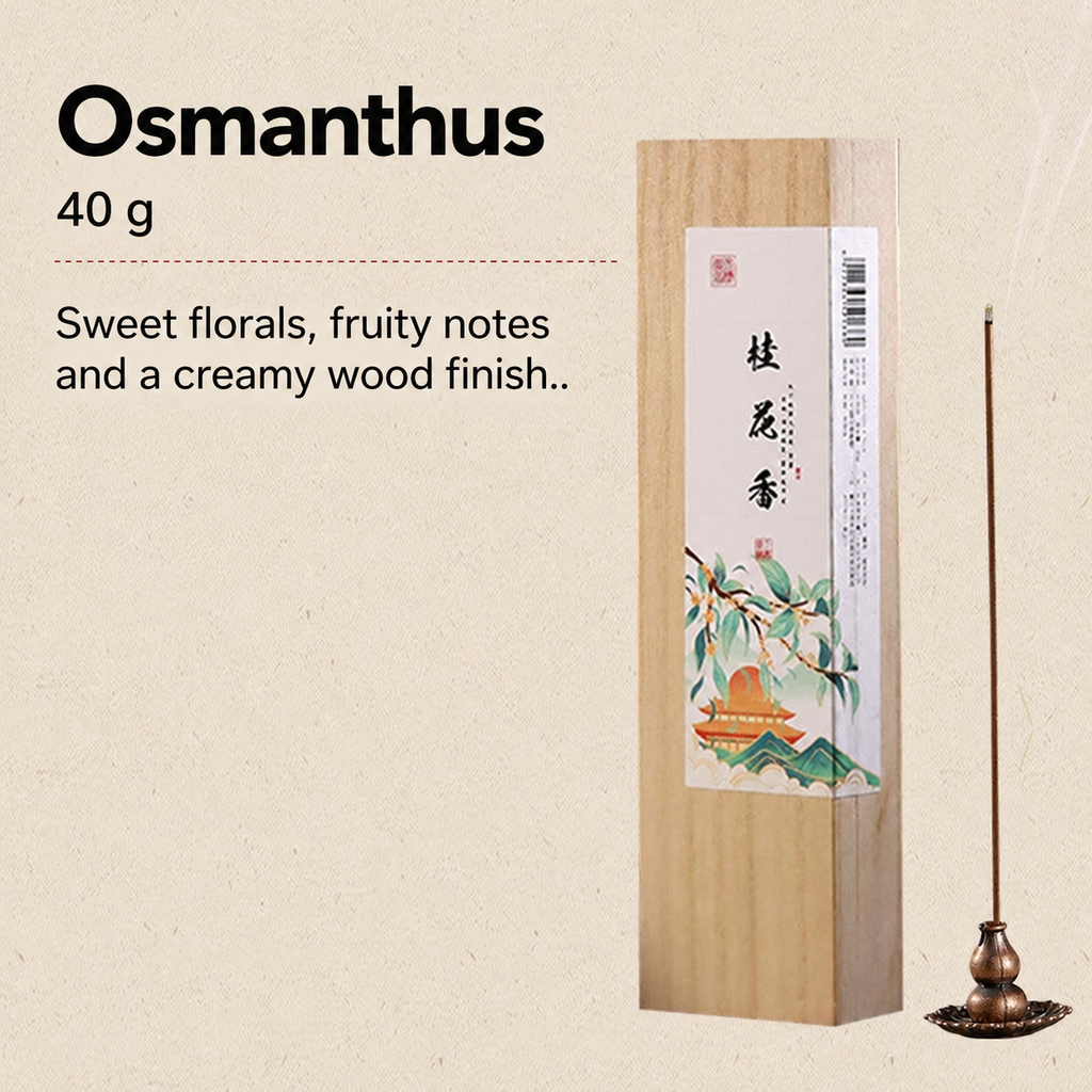 Osmanthus incense in an illustrated wooden box, 40 g