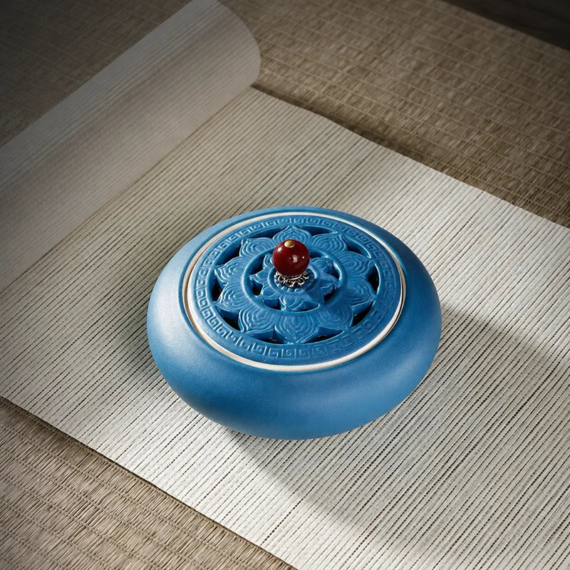 Blue Lotus Ceramic Incense Burner